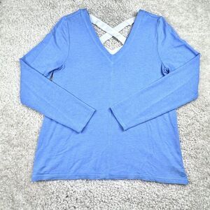 Lilly Pulitzer Blue V-Neck Sweater with Crisscross Back